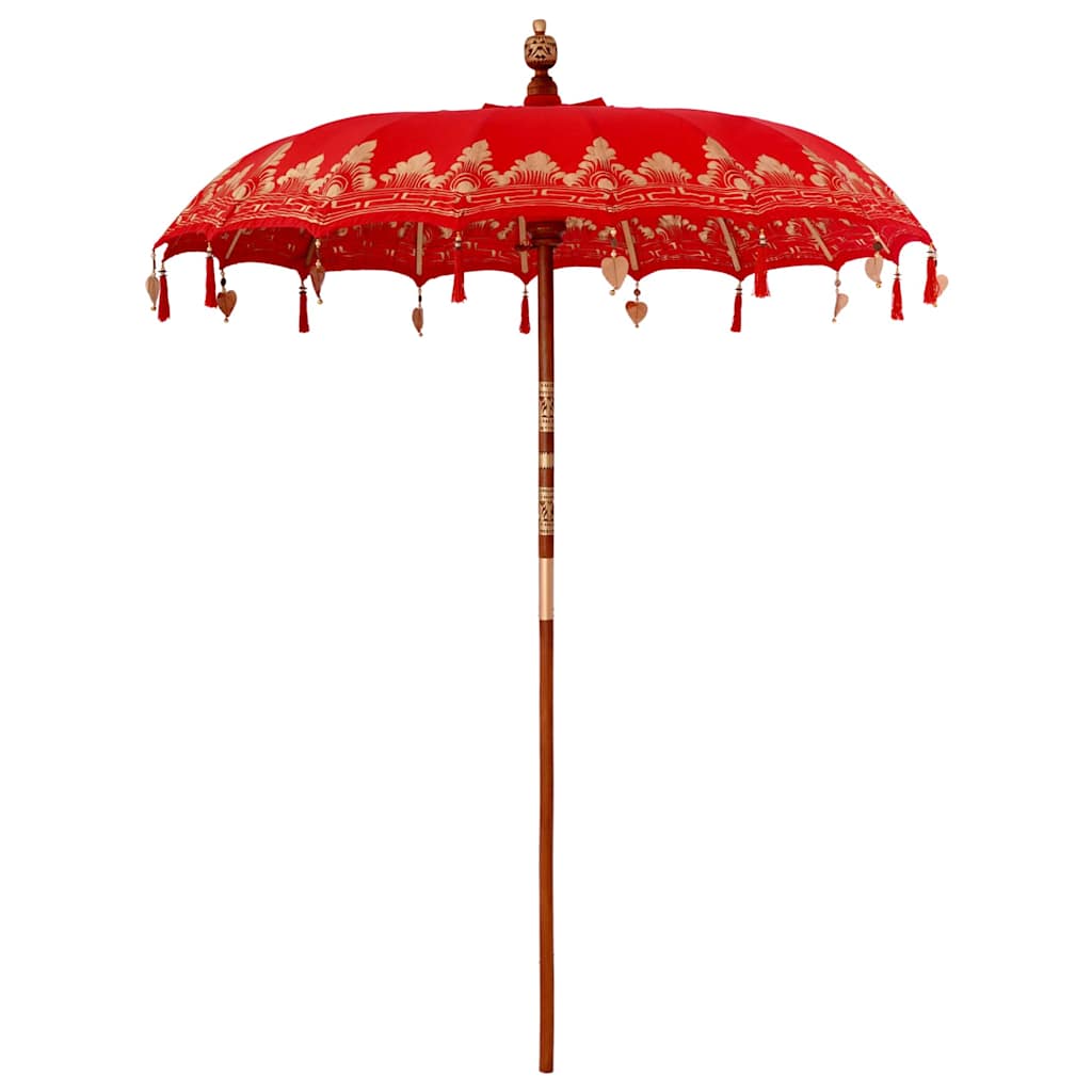Balinese Parasol 260 Red 180-190 cm Cotton and solid wood