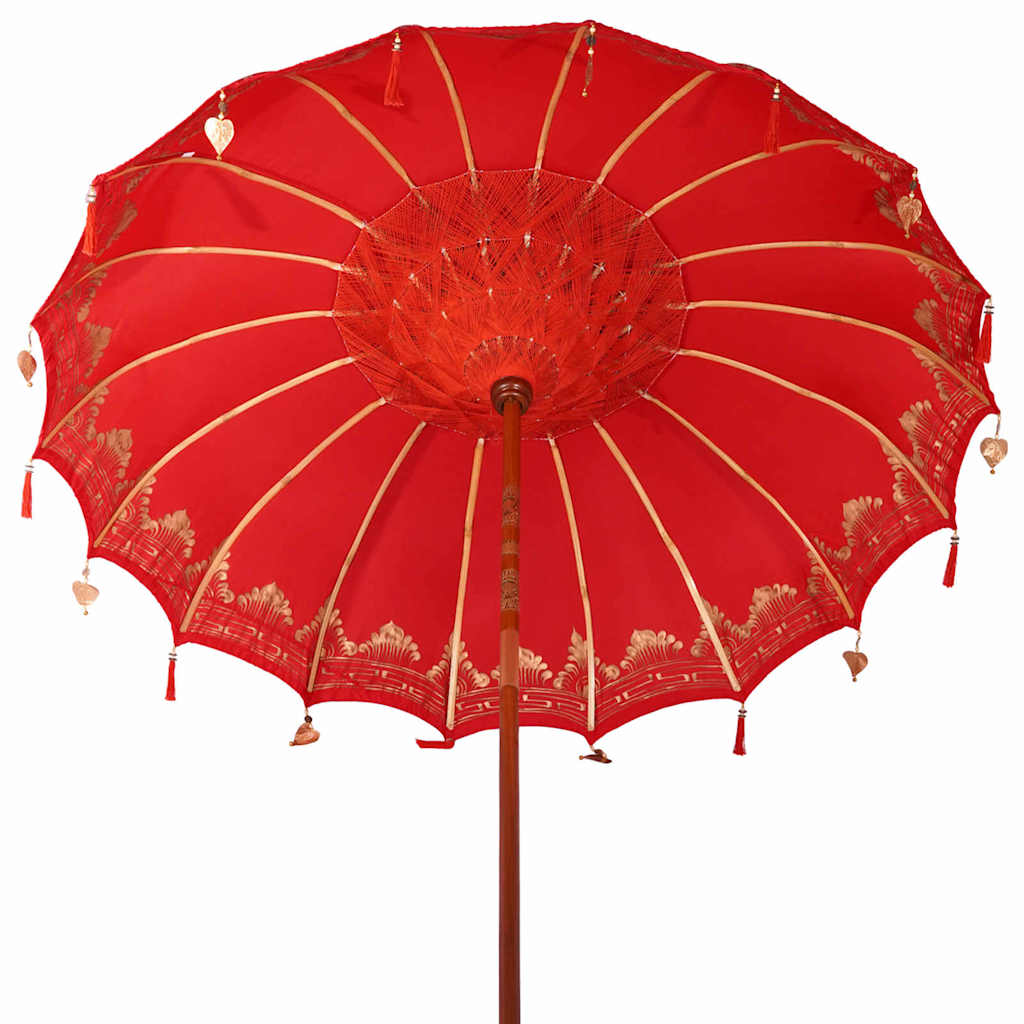 Balinese Parasol 260 Red 210-220 cm Cotton and solid wood