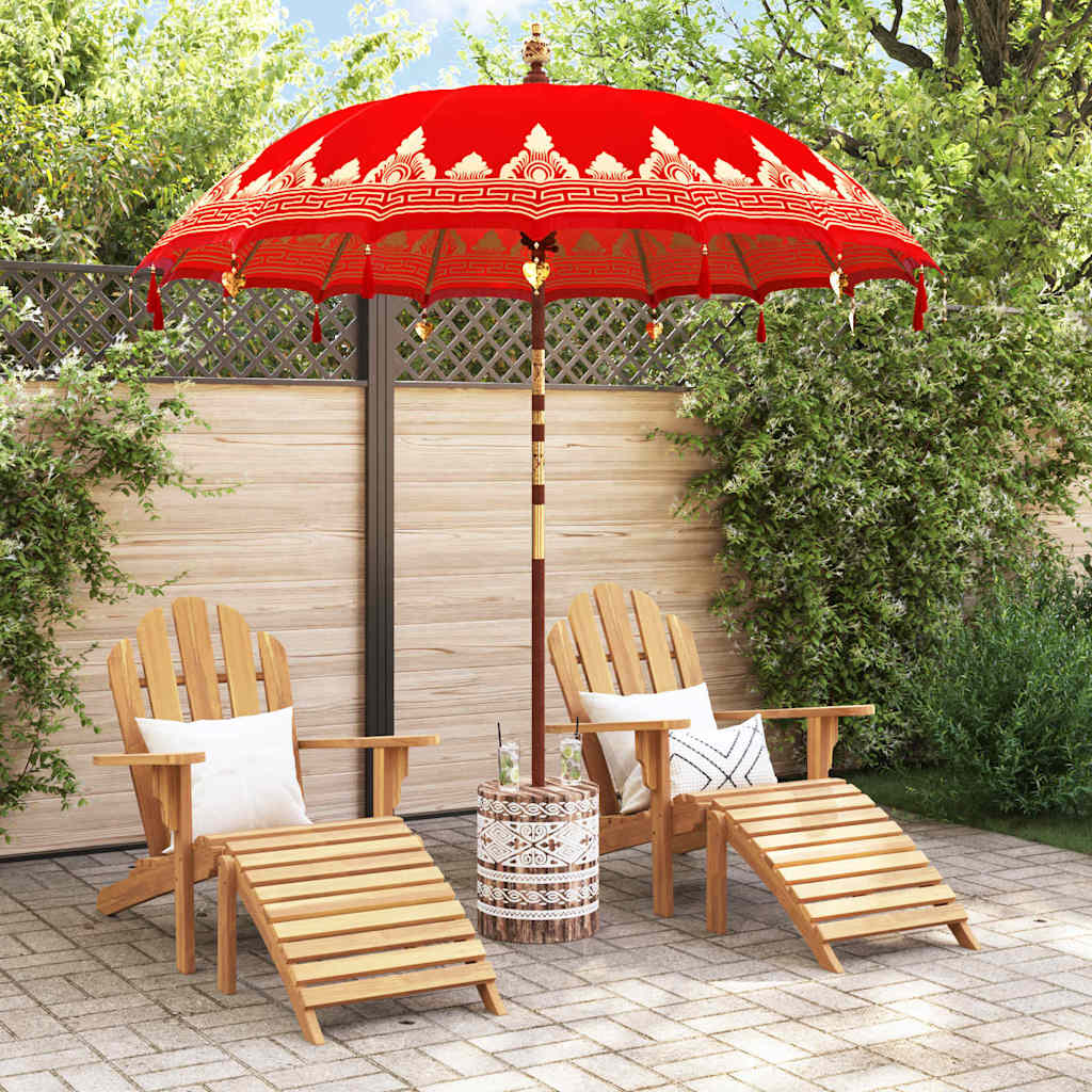 Balinese Parasol 260 Red 210-220 cm Cotton and solid wood