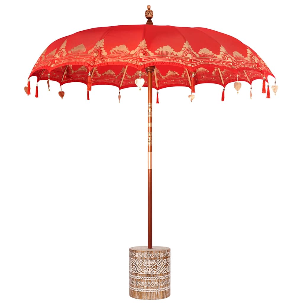 Balinese Parasol 260 Red 210-220 cm Cotton and solid wood