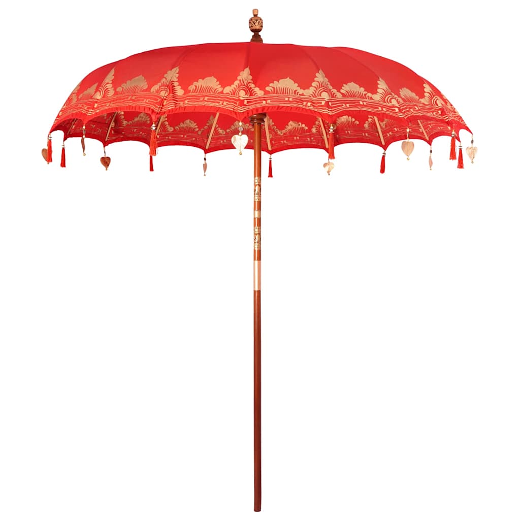 Balinese Parasol 260 Red 210-220 cm Cotton and solid wood