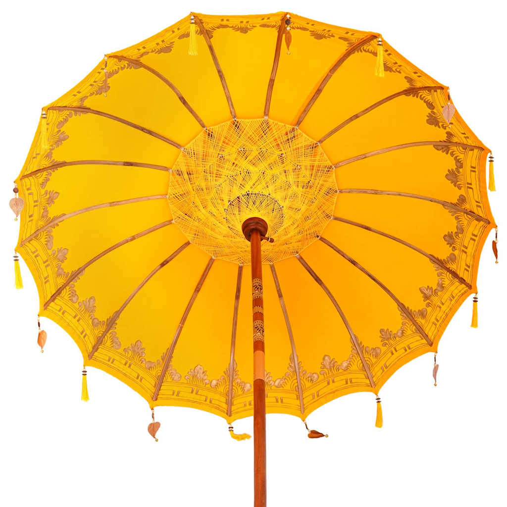 Balinese Parasol 260 Yellow 180-190 cm Cotton and solid wood