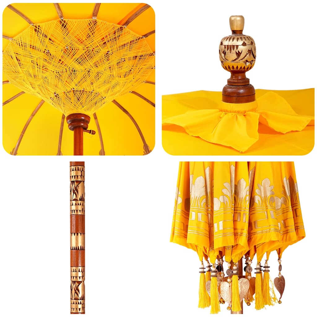 Balinese Parasol 260 Yellow 180-190 cm Cotton and solid wood