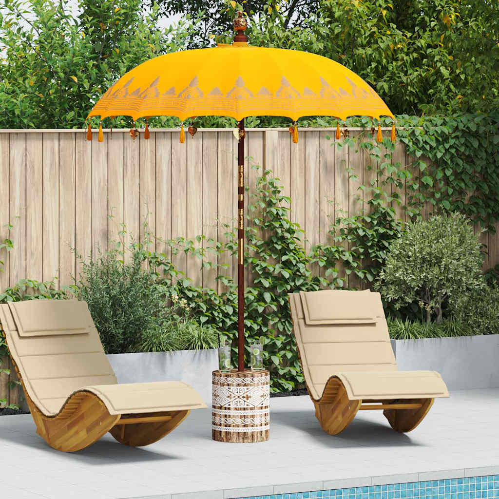 Balinese Parasol 260 Yellow 180-190 cm Cotton and solid wood