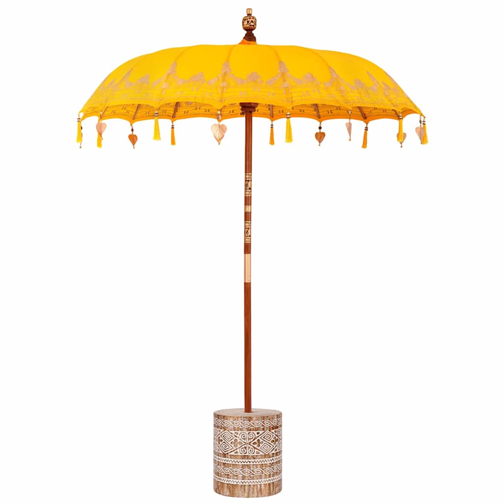 Balinese Parasol 260 Yellow 180-190 cm Cotton and solid wood
