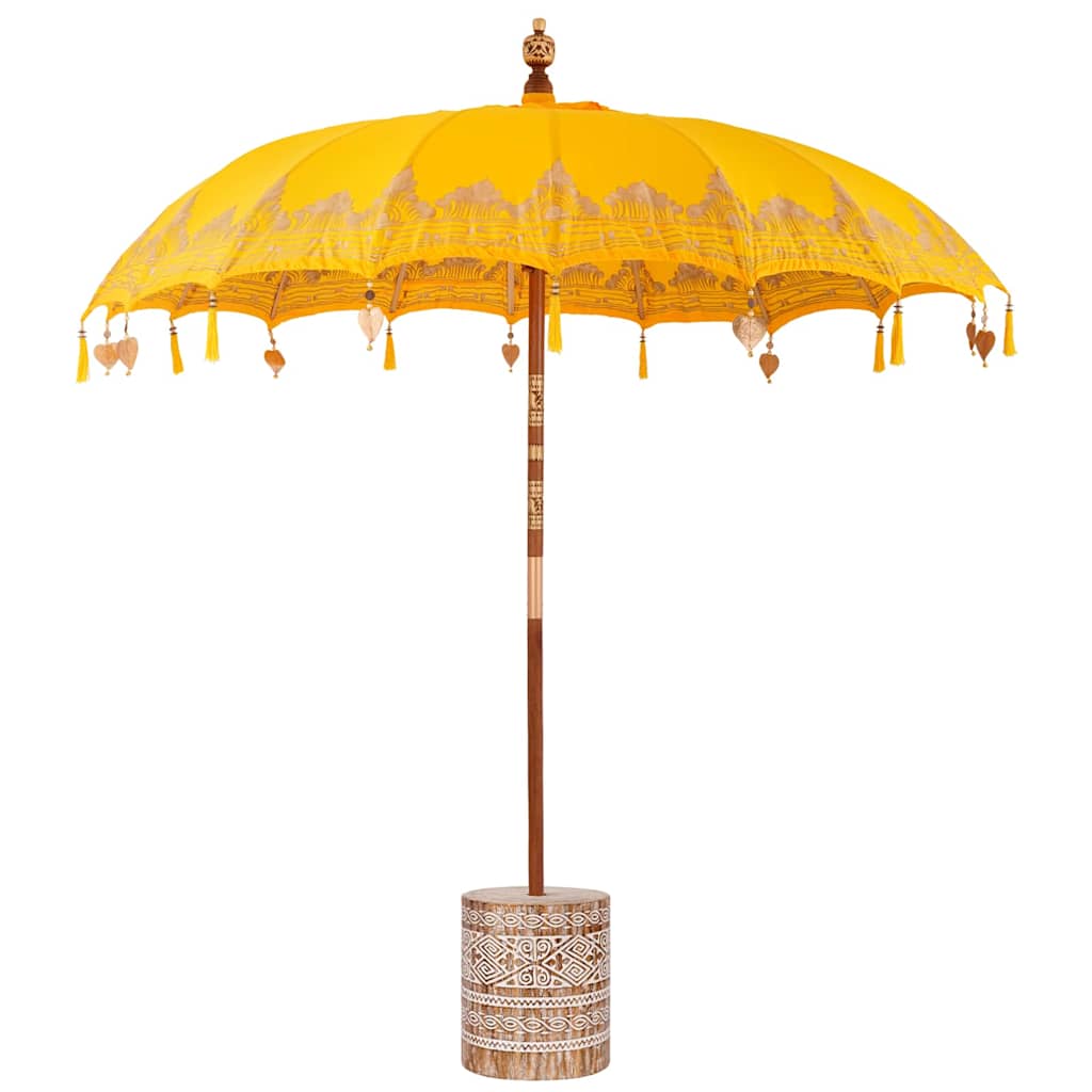 Balinese Parasol 260 Yellow 210-220 cm Cotton and solid wood