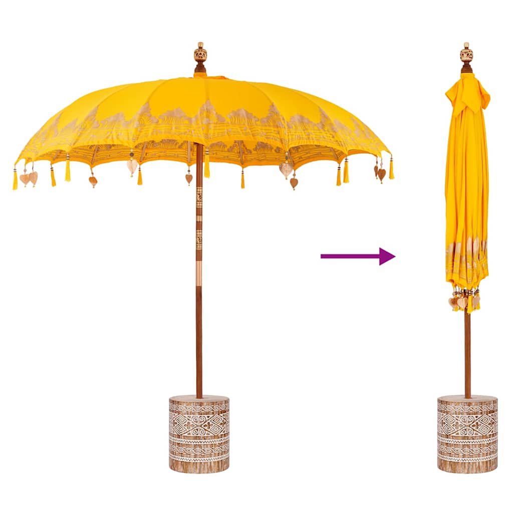 Balinese Parasol 260 Yellow 210-220 cm Cotton and solid wood