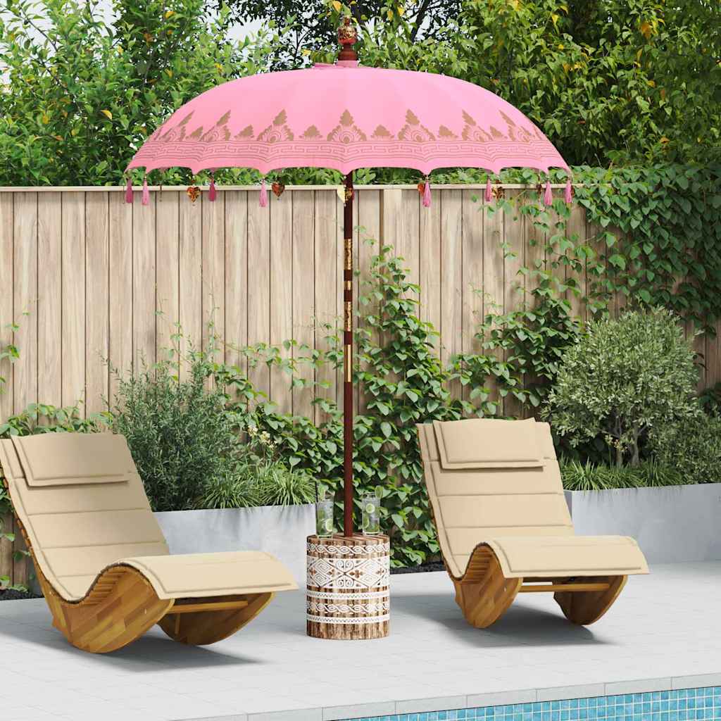 Balinese Parasol 260 Pink 180-190 cm Cotton and solid wood