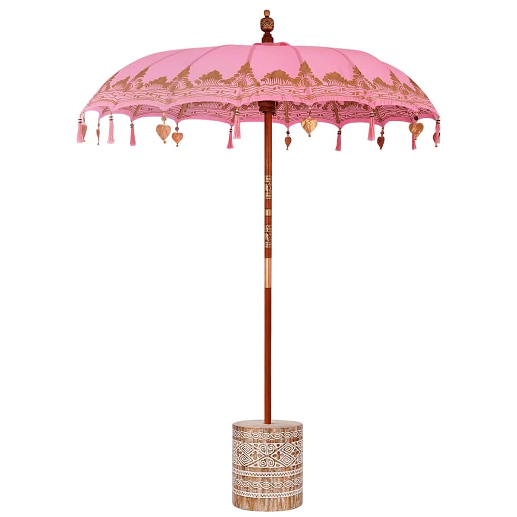 Balinese Parasol 260 Pink 180-190 cm Cotton and solid wood