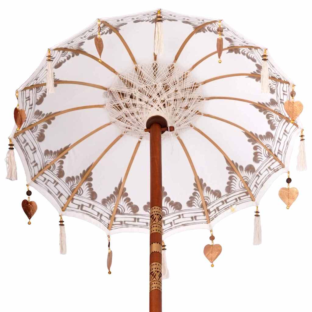 Balinese Parasol 260 Cream 95-100 cm Cotton and solid wood
