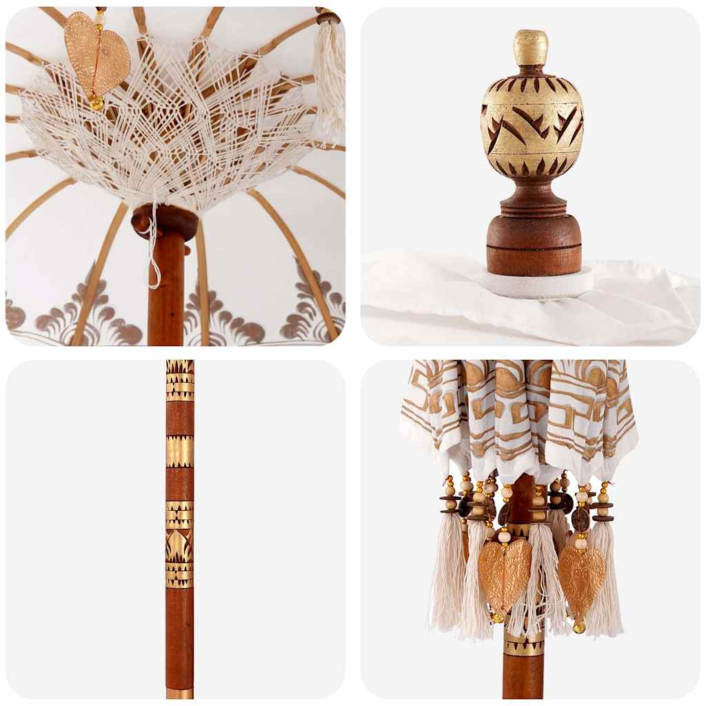 Balinese Parasol 260 Cream 95-100 cm Cotton and solid wood