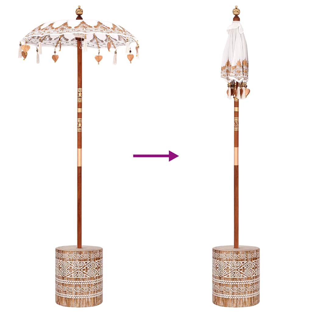 Balinese Parasol 260 Cream 95-100 cm Cotton and solid wood