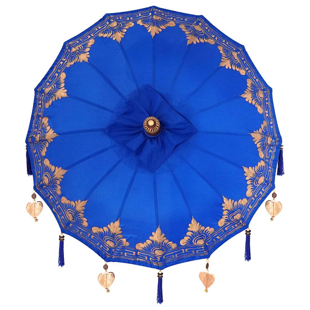 Parasol with Base Blue and Brown 250 cm Cotton and Wood