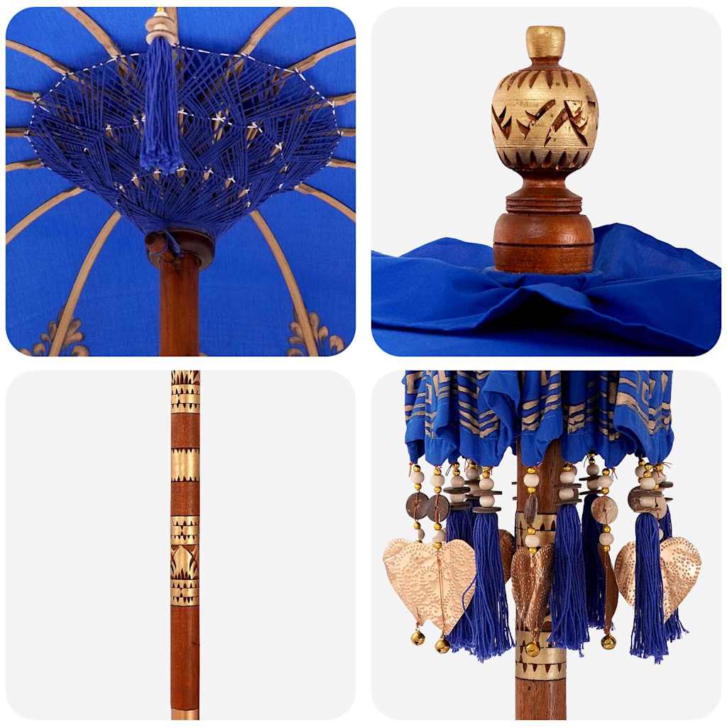 Parasol with Base Blue and Brown 250 cm Cotton and Wood