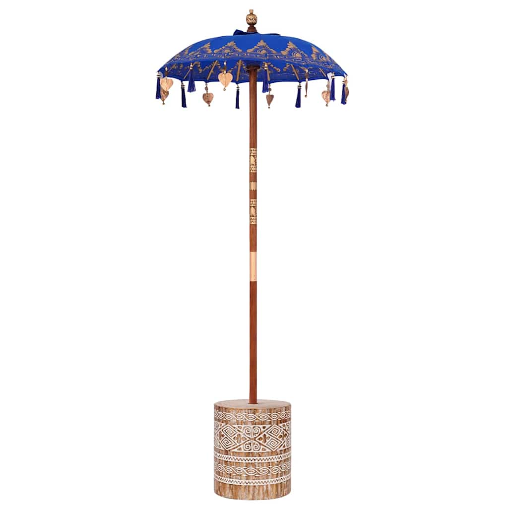 Parasol with Base Blue and Brown 250 cm Cotton and Wood
