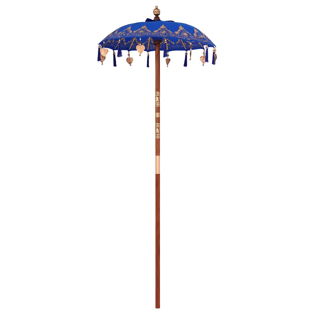 Parasol with Base Blue and Brown 250 cm Cotton and Wood