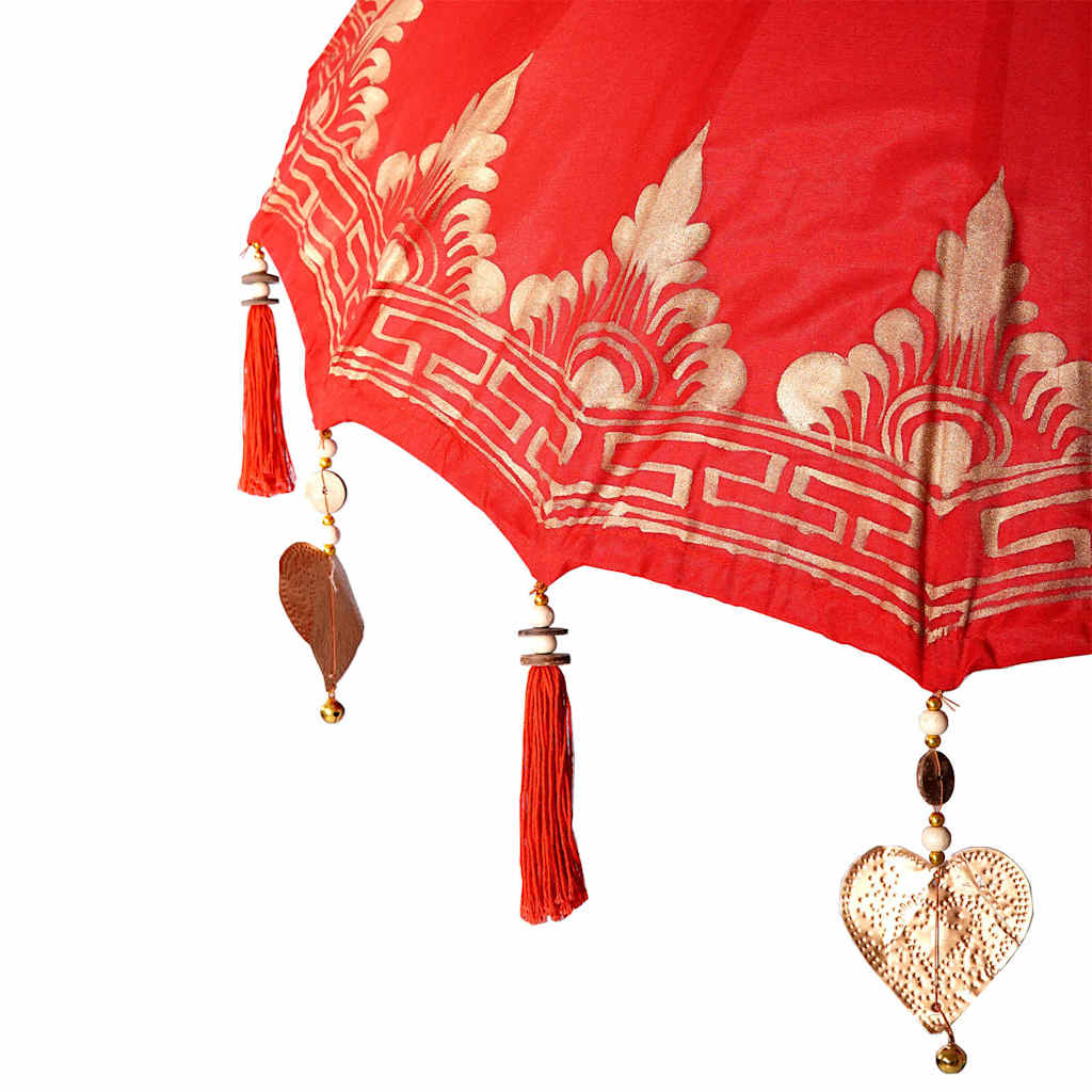 Parasol with Base Red and Brown 250 cm Cotton and Wood