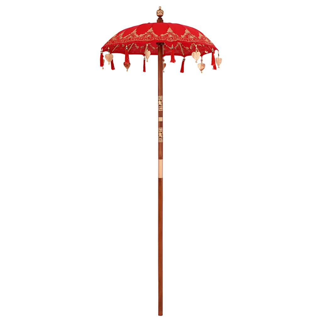Parasol with Base Red and Brown 250 cm Cotton and Wood