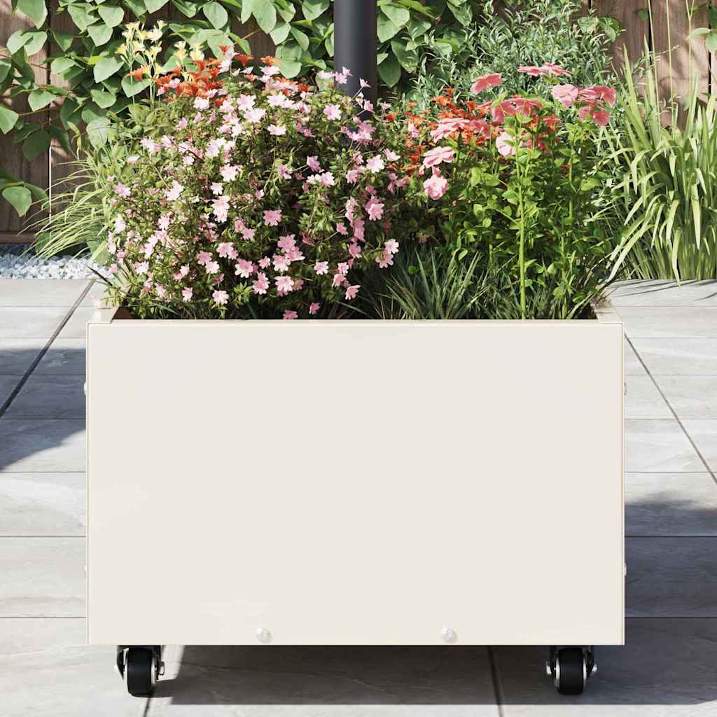 Parasol Base with Planter White 45 x 45 x 45 cm Steel