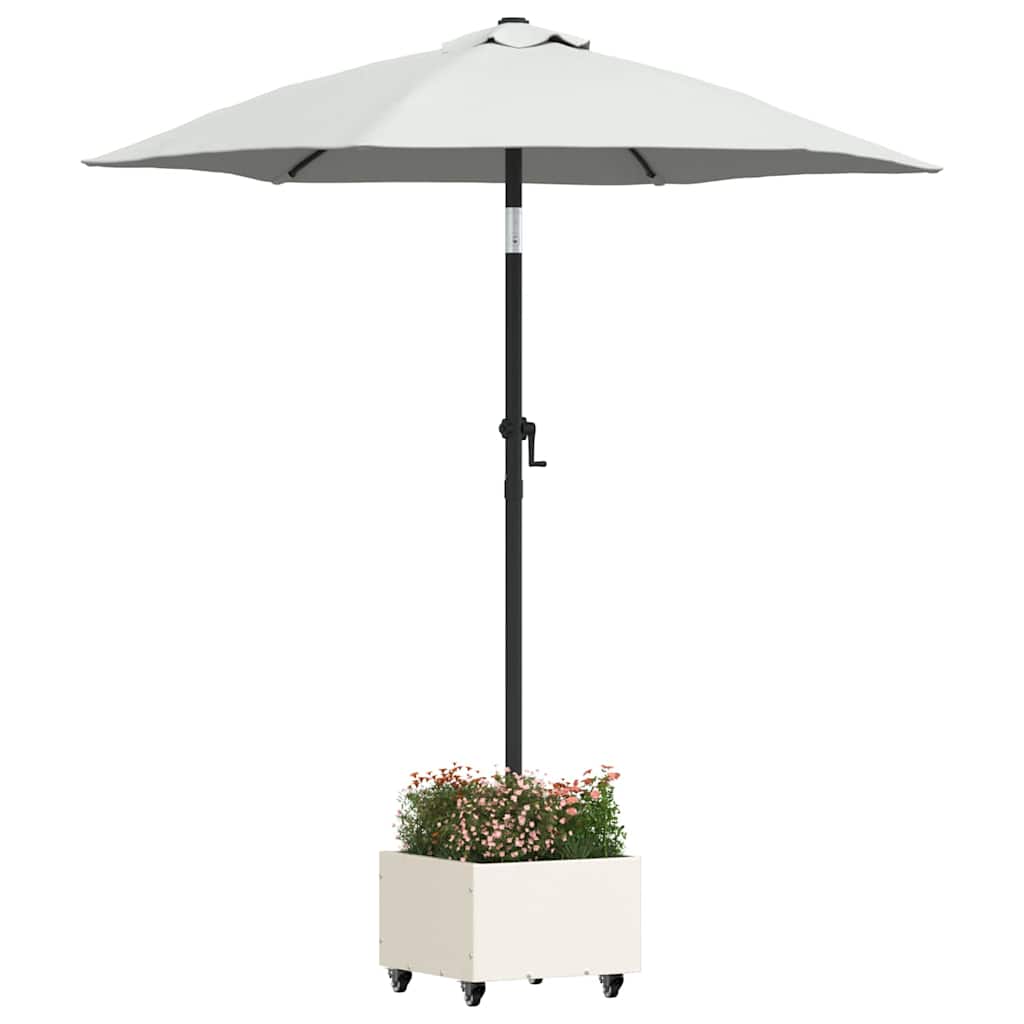 Parasol Base with Planter White 45 x 45 x 45 cm Steel