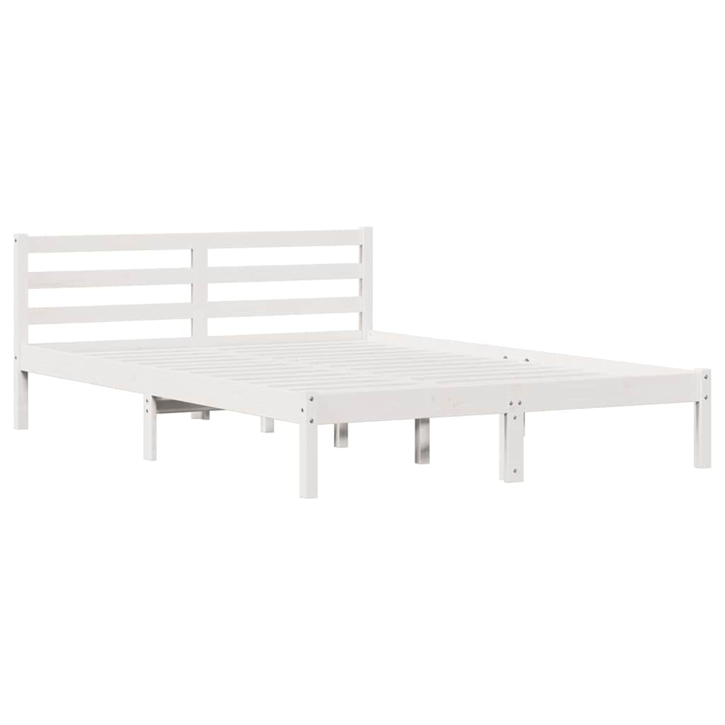 Bed Frame with Headboard White 220 x 140 cm Solid pine wood