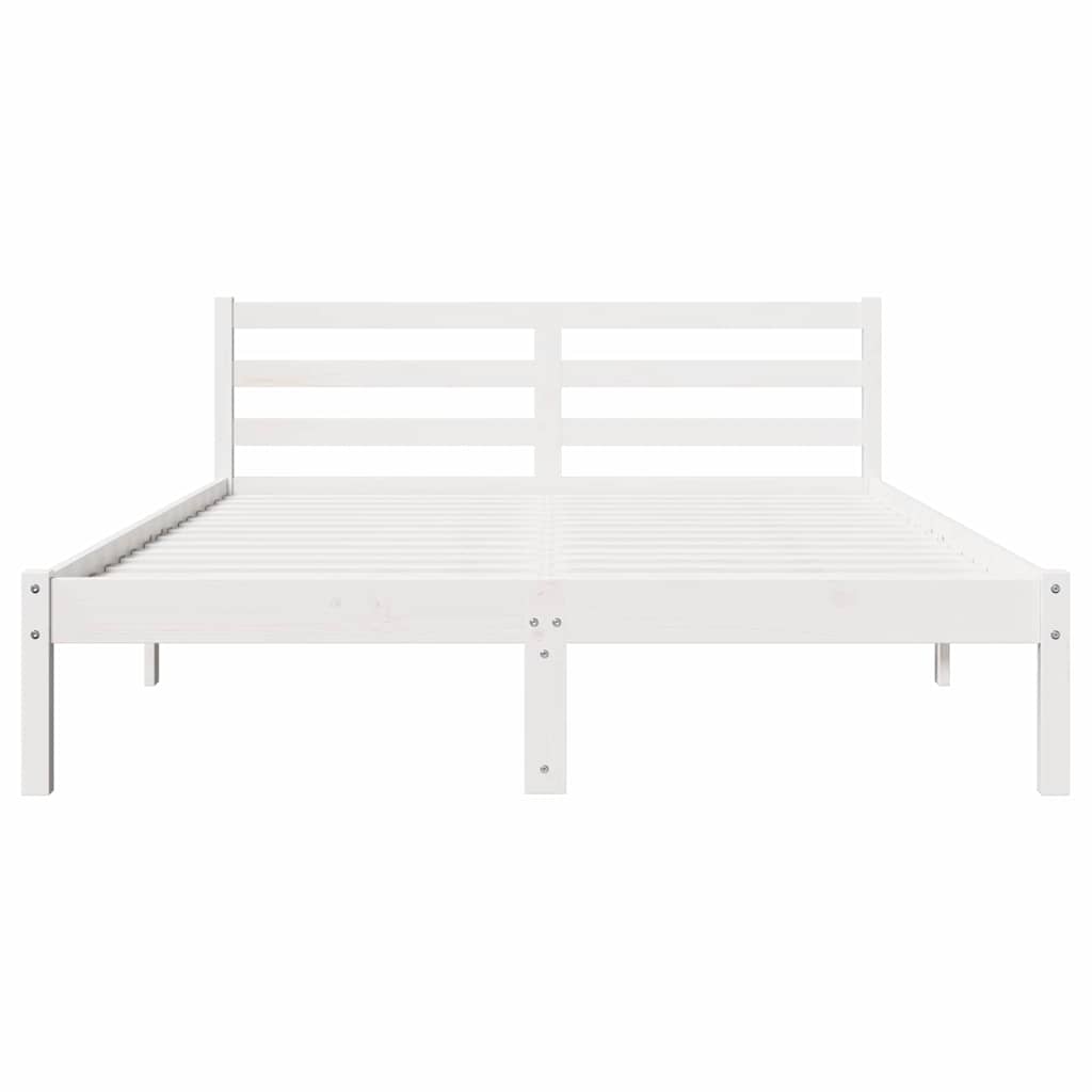 Bed Frame with Headboard White 220 x 140 cm Solid pine wood