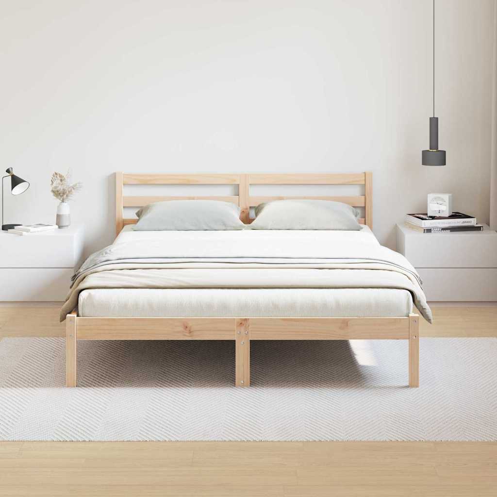 Bed Frame with Headboard Brown 220 x 160 cm Solid pine wood