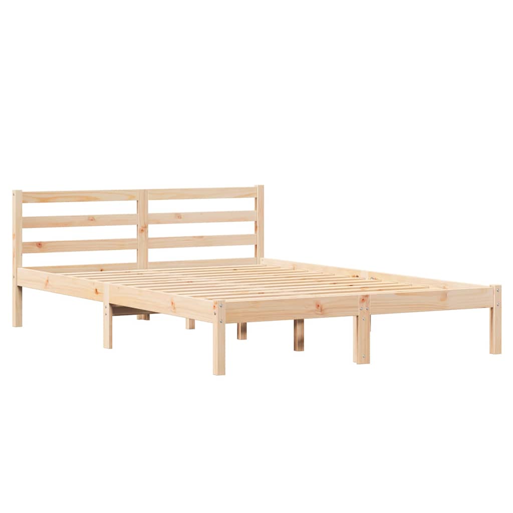 Bed Frame with Headboard Brown 220 x 160 cm Solid pine wood