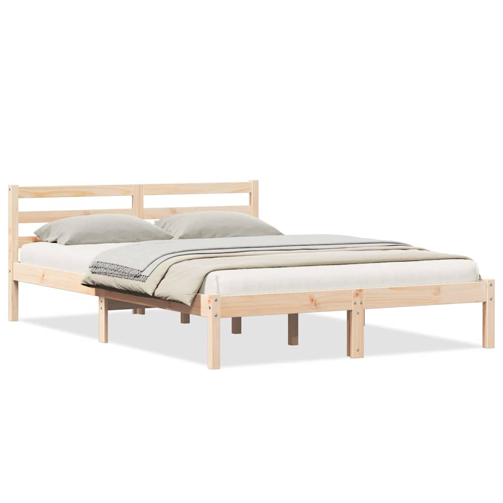 Bed Frame with Headboard Brown 220 x 160 cm Solid pine wood