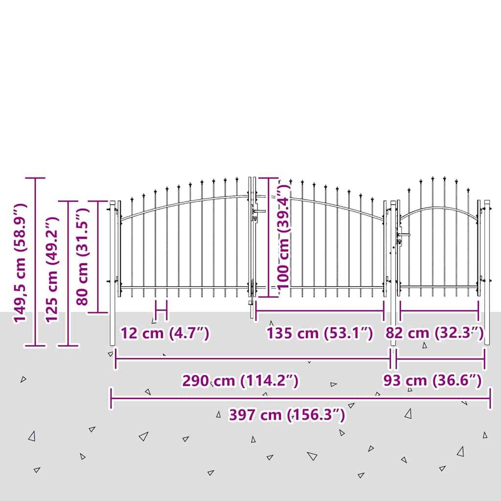 Garden Gate Black 100 x 400 cm
