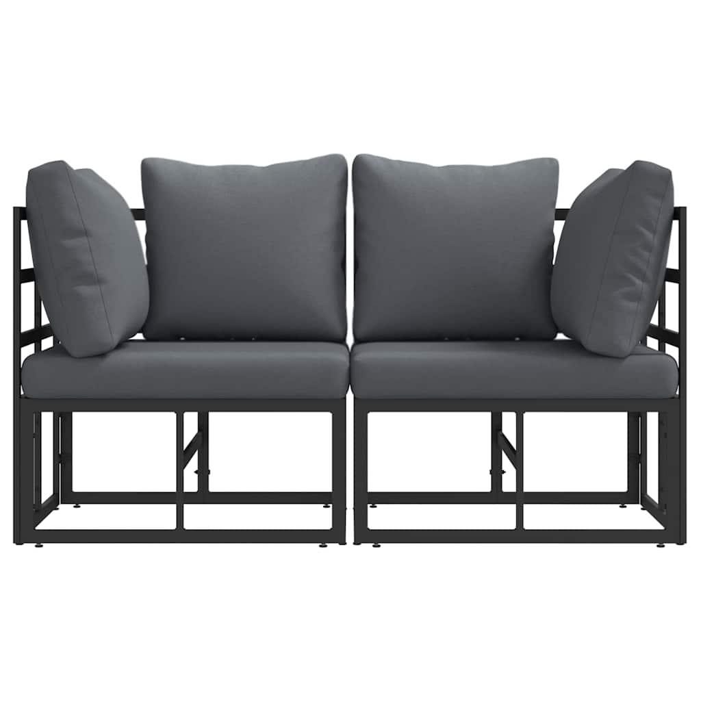 Outdoor Furniture with Cushion 2 pcs Black Aluminium
