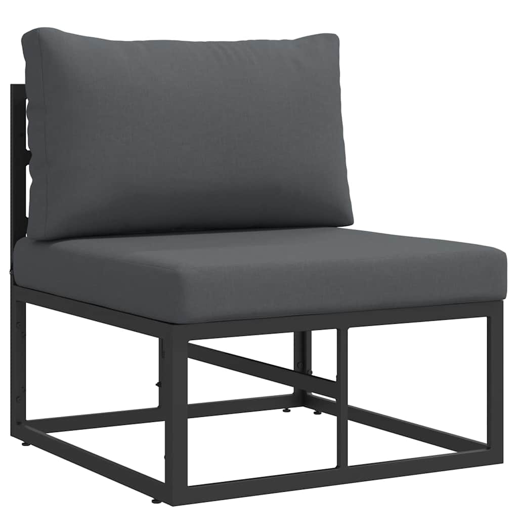 Outdoor Furniture with Cushion 3 pcs Black Aluminium