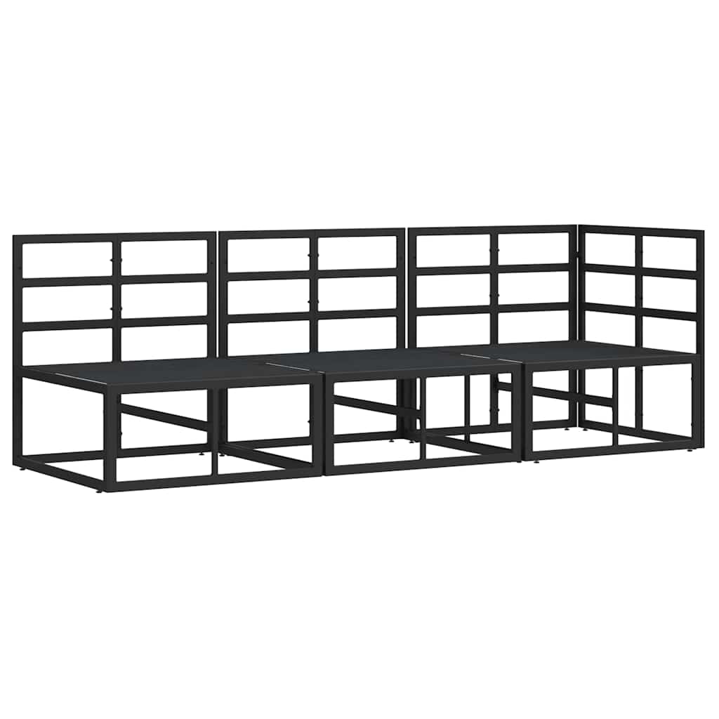 Outdoor Furniture with Cushion 3 pcs Black Aluminium