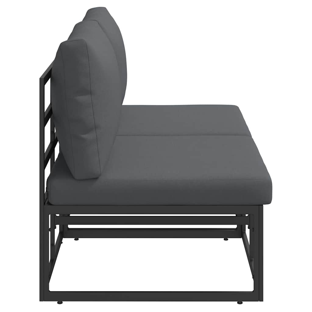 Outdoor Furniture with Cushion 2 pcs Black Aluminium