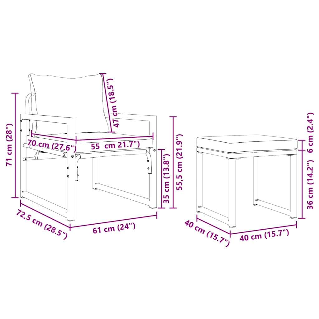 Garden Furniture with Cushion Other 4 pcs Black Steel