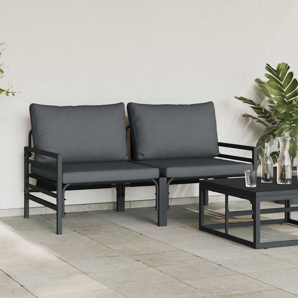 Outdoor Furniture with Cushion 2 pcs Anthracite Steel