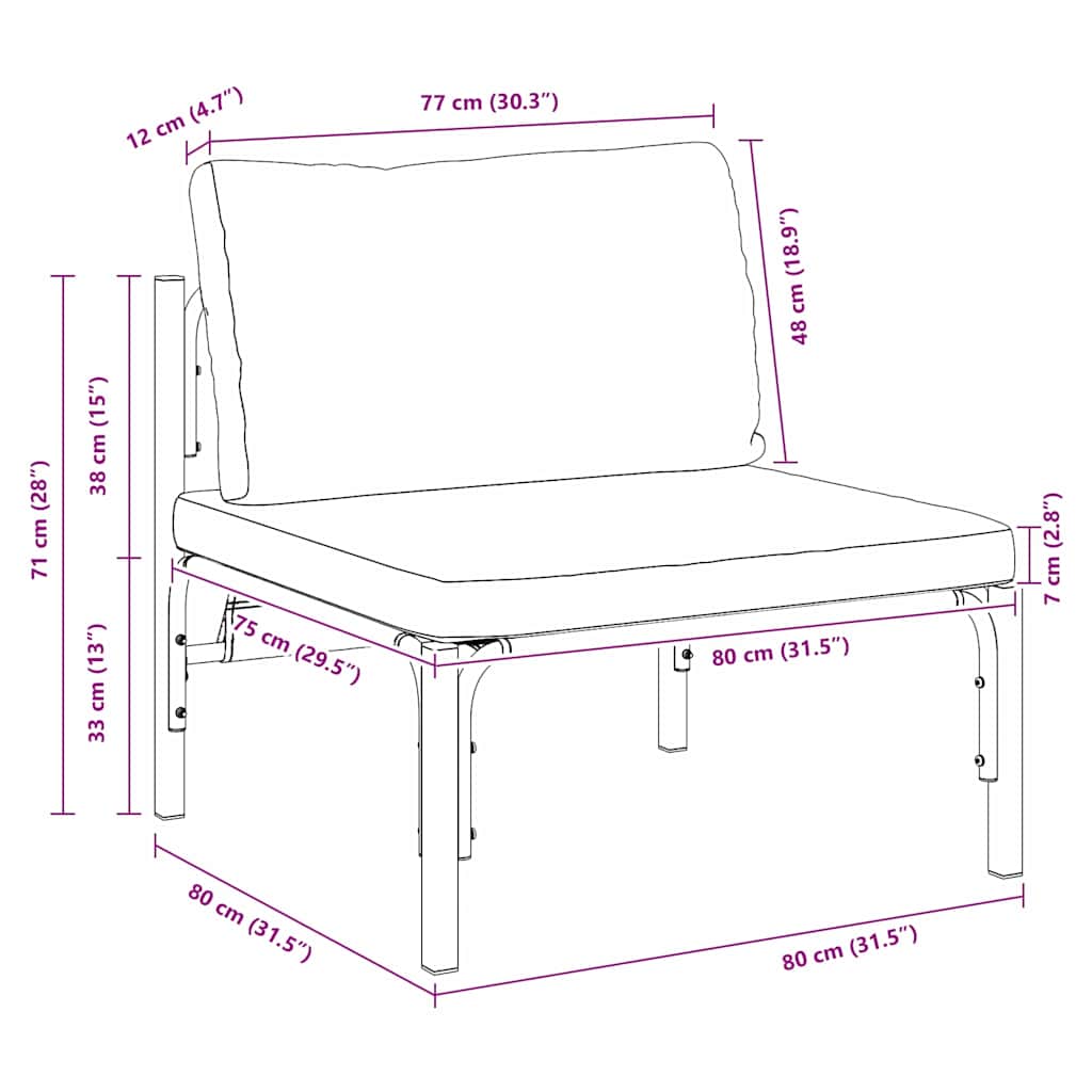 Outdoor Furniture with Cushion with Pillow Anthracite Steel