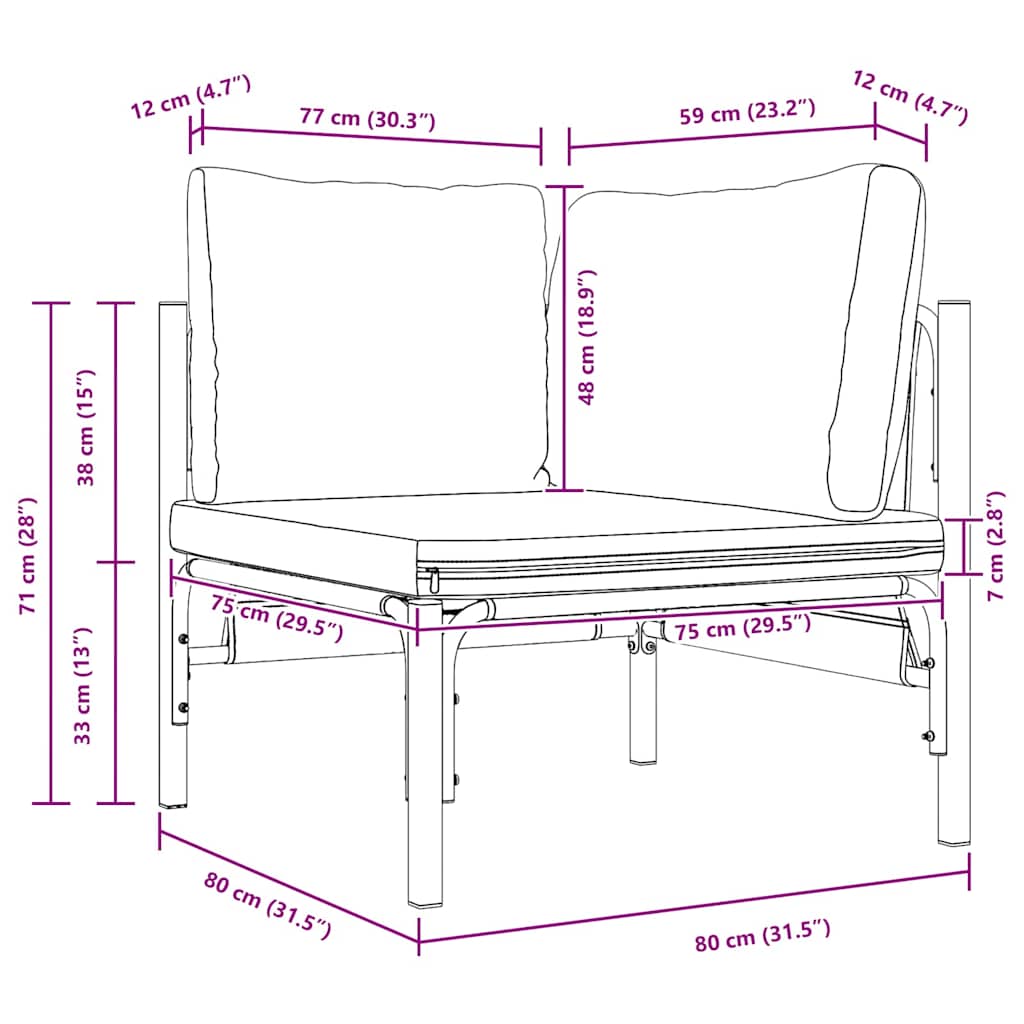 Outdoor Furniture with Cushion with Pillow Anthracite Steel