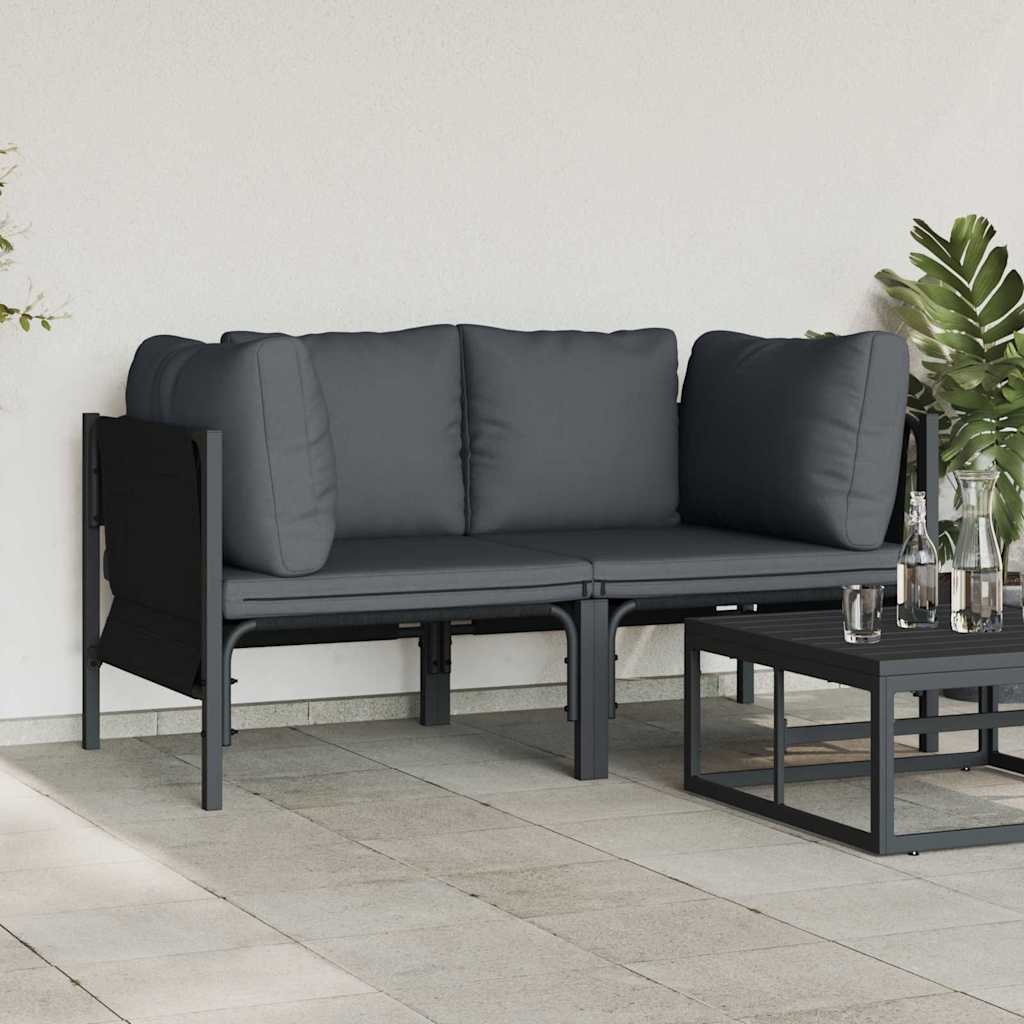 Outdoor Furniture with Cushion 2 pcs Anthracite Steel
