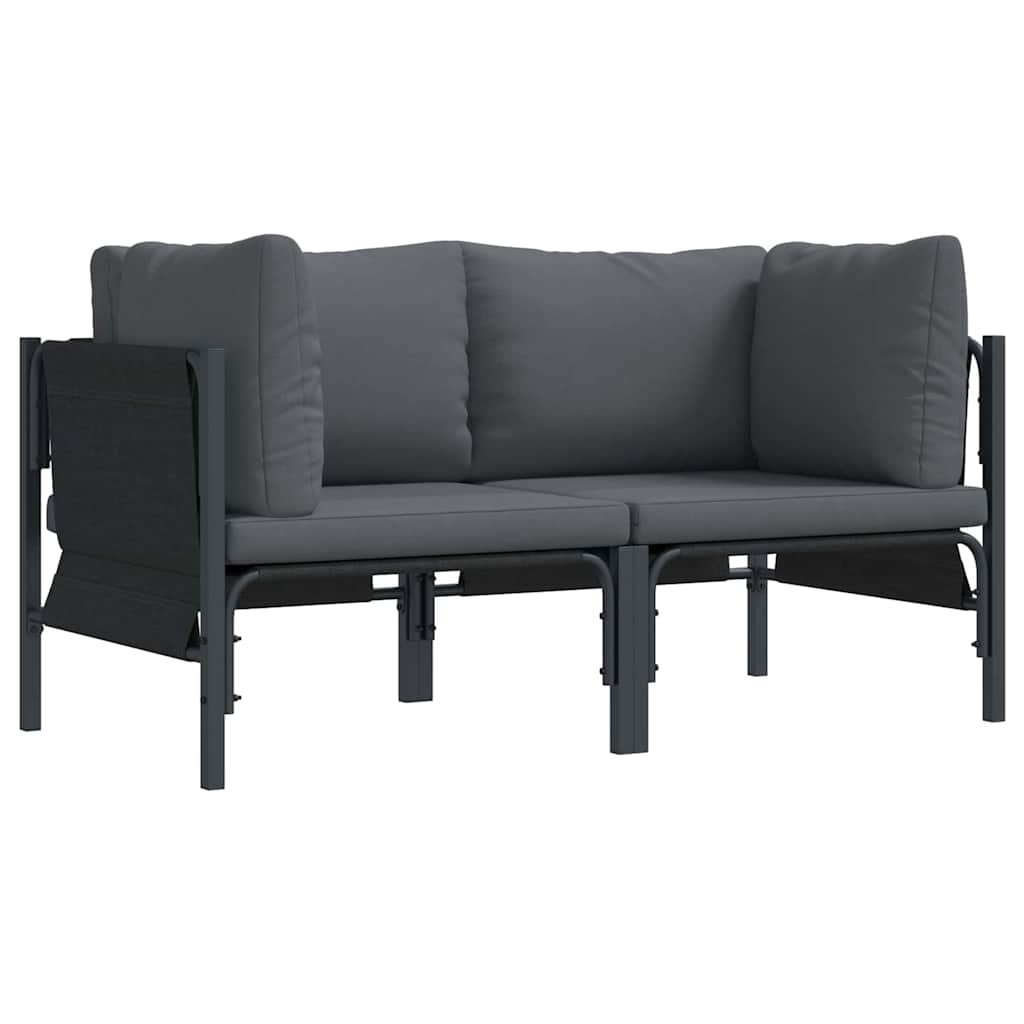 Outdoor Furniture with Cushion 2 pcs Anthracite Steel