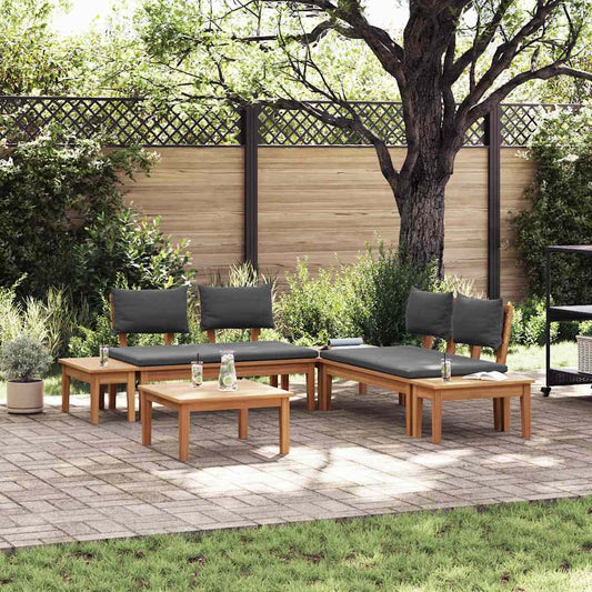 Garden Bench Set with Cushion with Storage 3 pcs Brown and Grey
