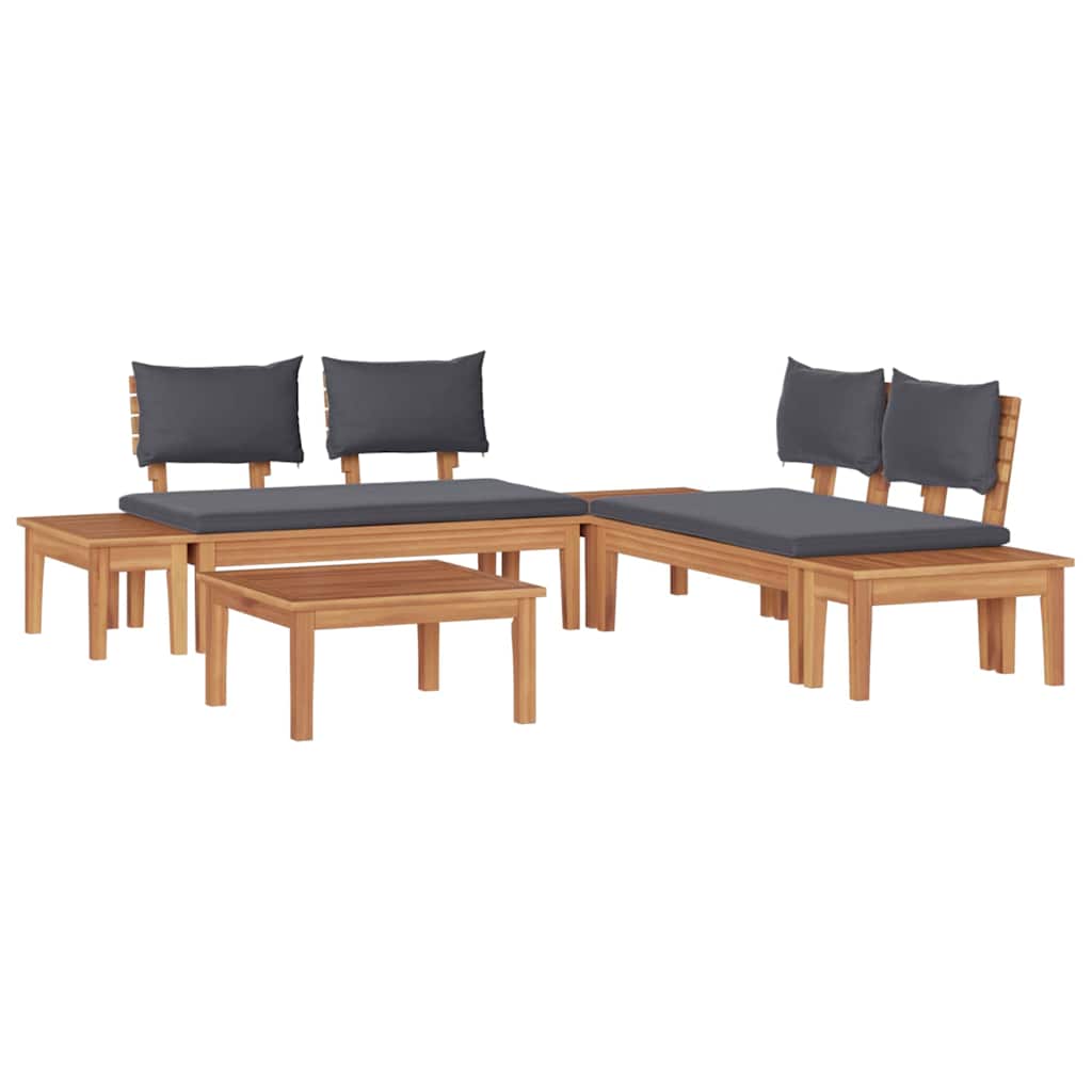 Garden Bench Set with Cushion with Storage 3 pcs Brown and Grey