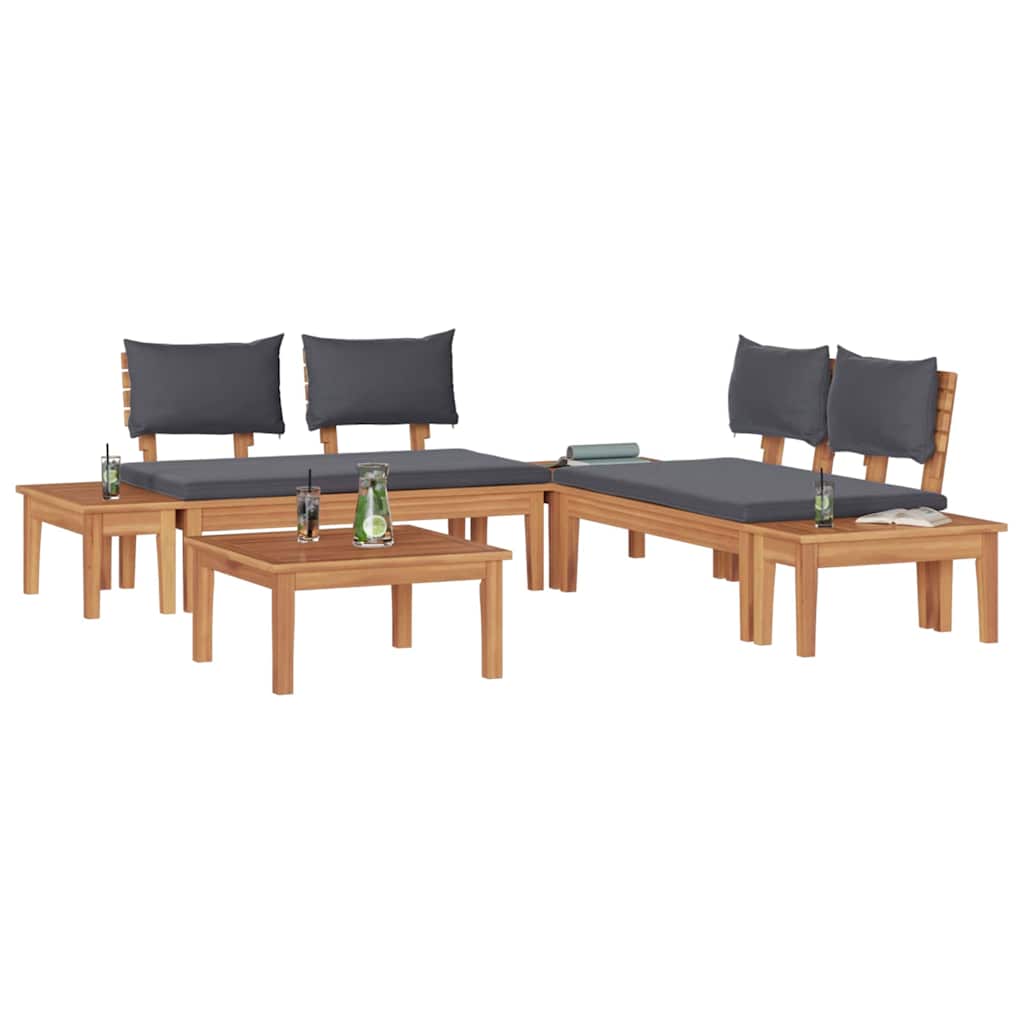 Garden Bench Set with Cushion with Storage 3 pcs Brown and Grey