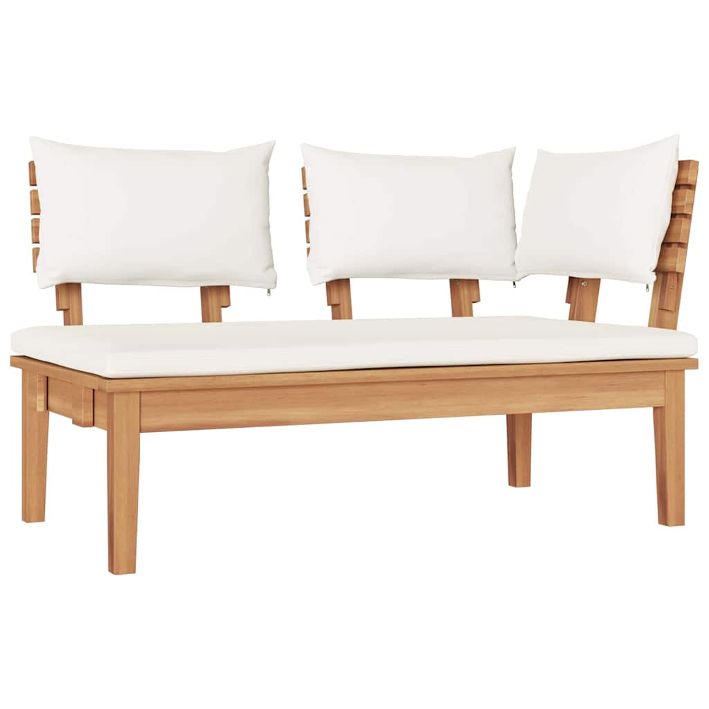 Garden Bench Set with Cushion 4 pcs Brown and Cream