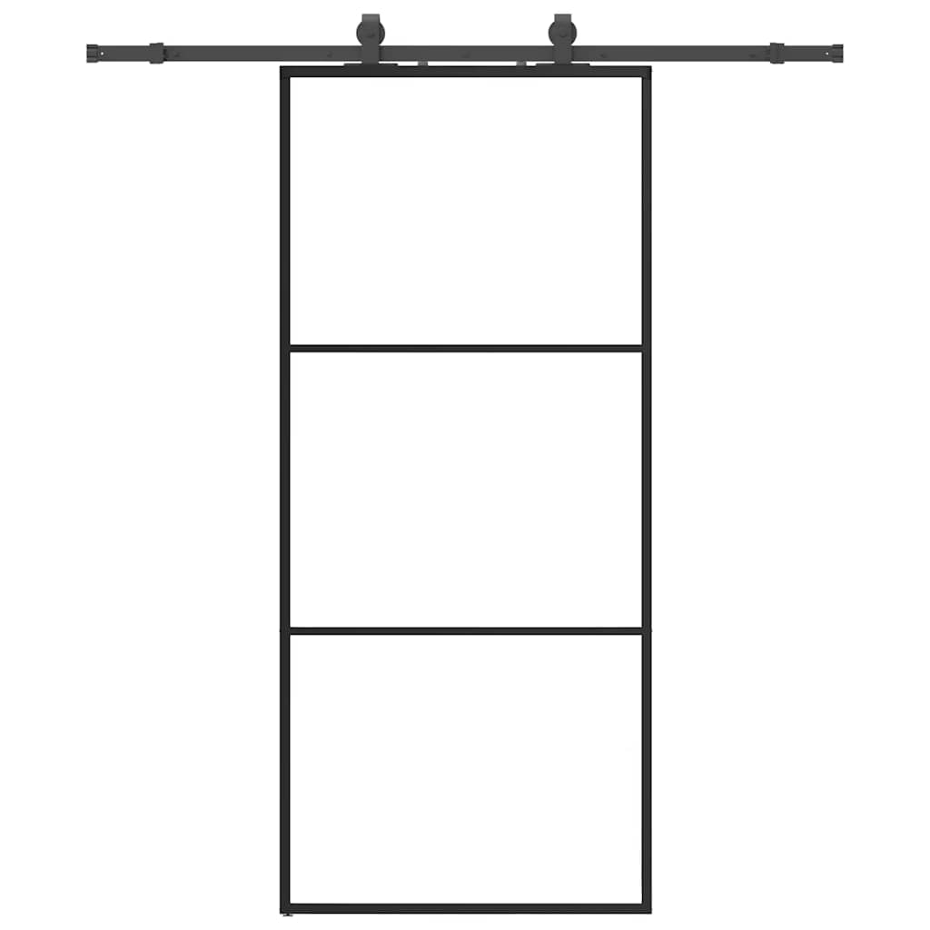 Sliding Door with Hardware Set Black 90x205 cm ESG Glass