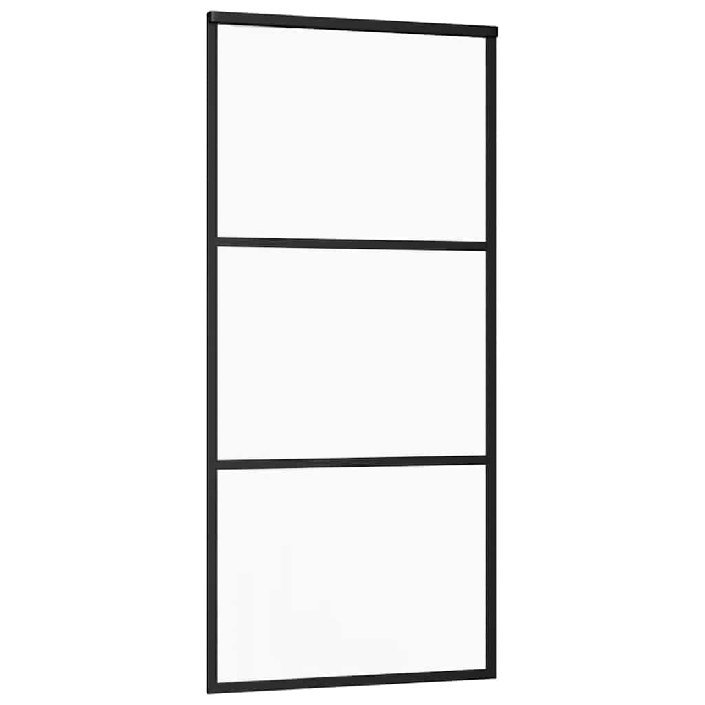 Sliding Door with Hardware Set Black 90x205 cm ESG Glass