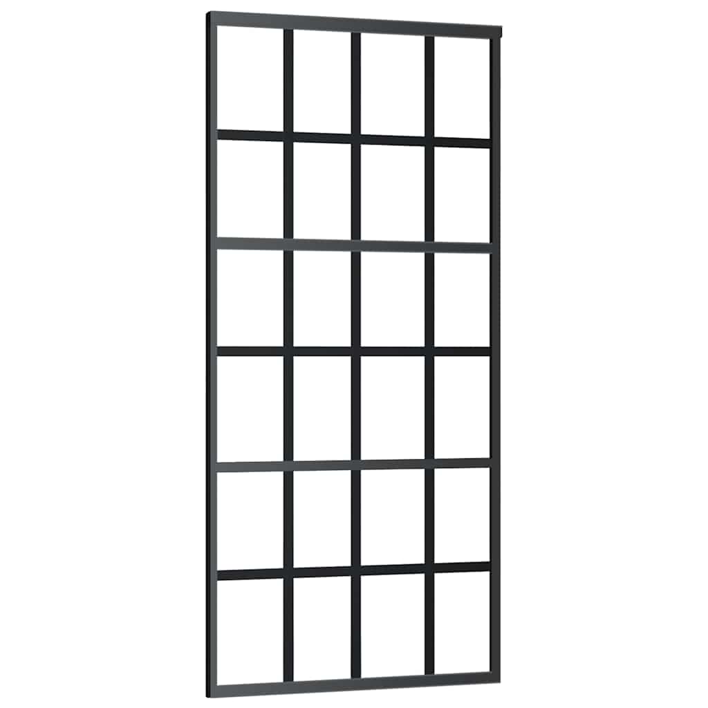 Sliding Door with Hardware Set Black 90x205 cm ESG Glass