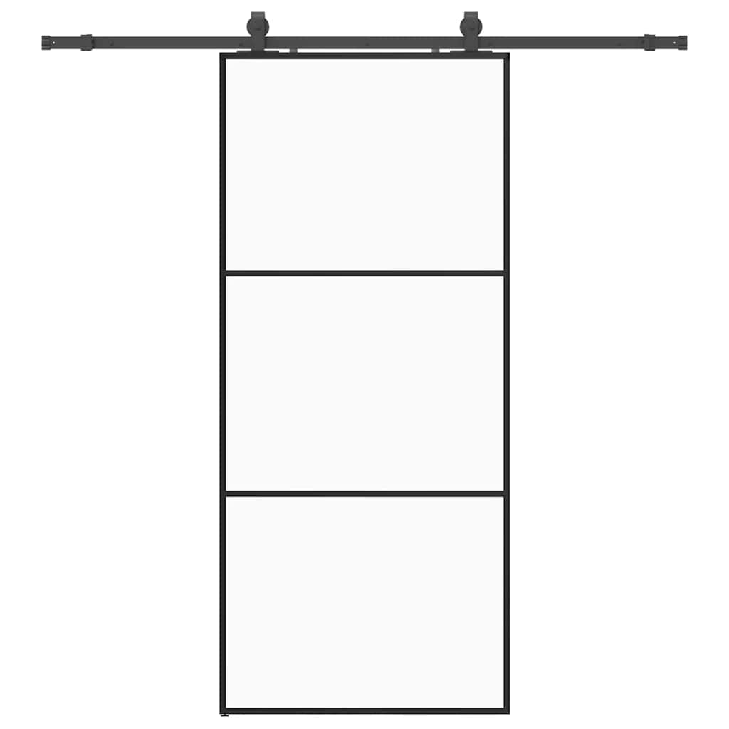 Sliding Door with Hardware Set Black 90x205 cm ESG Glass