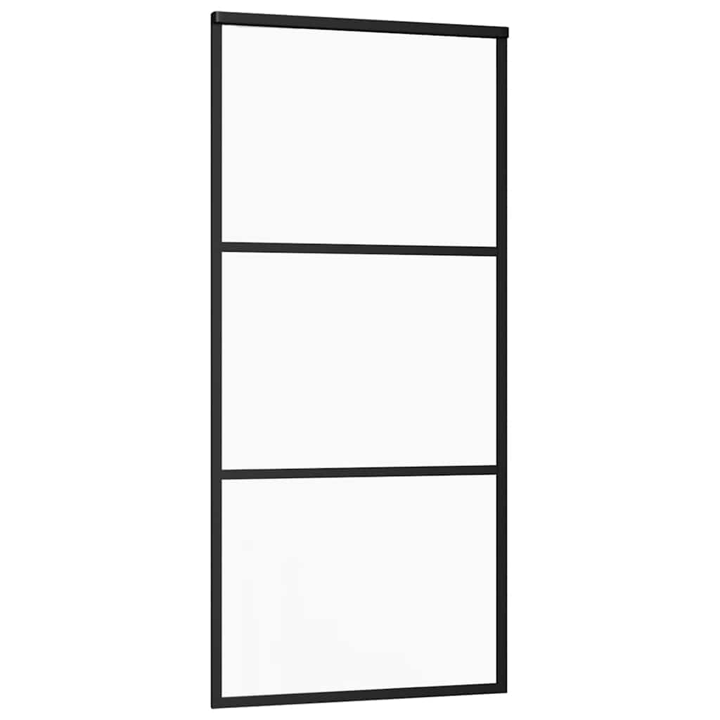 Sliding Door with Hardware Set Black 90x205 cm ESG Glass
