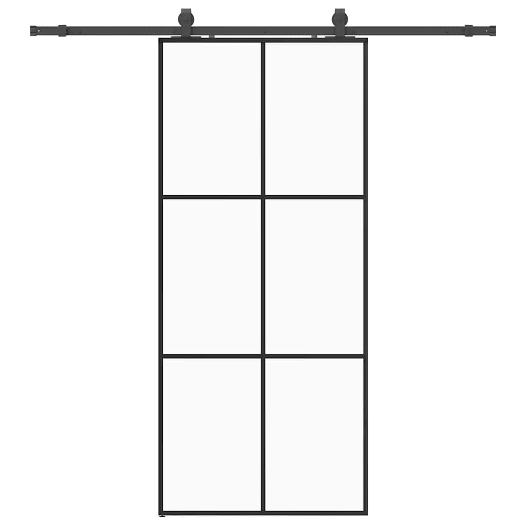 Sliding Door with Hardware Set Black 90x205 cm ESG Glass